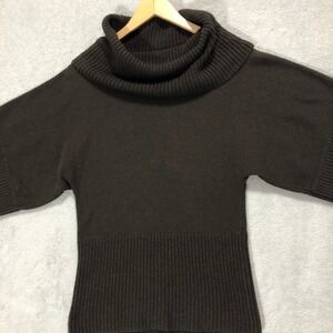 Ann Taylor LOFT Cowl Neck Sweater Short Sleeve Knit Top Brown‎ XS